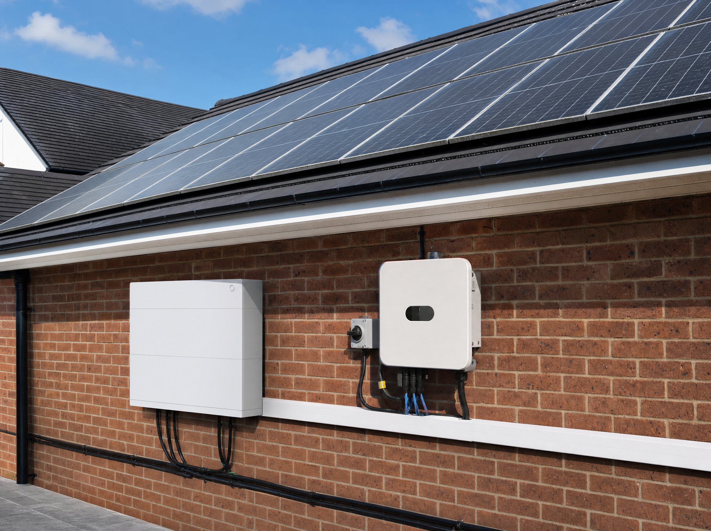 Rooftop solar panels with battery storage and inverter